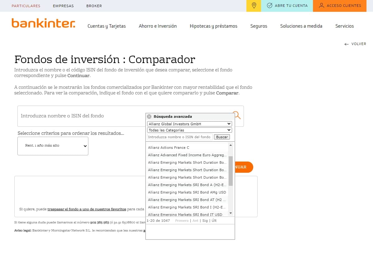 comparador-de-fondos-bankinter-c | IFI - invertir en fondos busqueda de fondos en bankinter