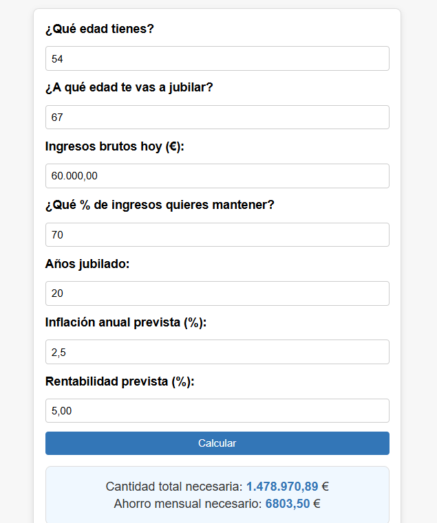 Simulador de la jubilación: ¿Cuánto dinero vas a necesitar?