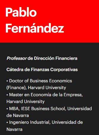 pABLO FERNANDEZ | IFI - invertir en fondos CV profesor Pablo Fernández - IESE