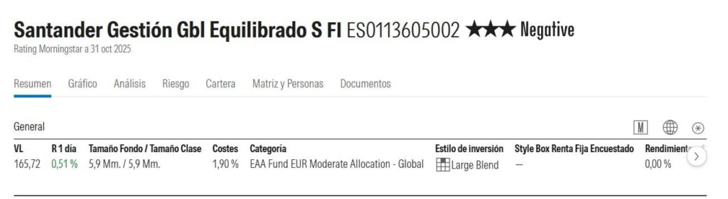 santander-gestion-global-equilibrado-datos-destacados | IFI - invertir en fondos Datos destacados de Santander Gestión Global Equilibrado