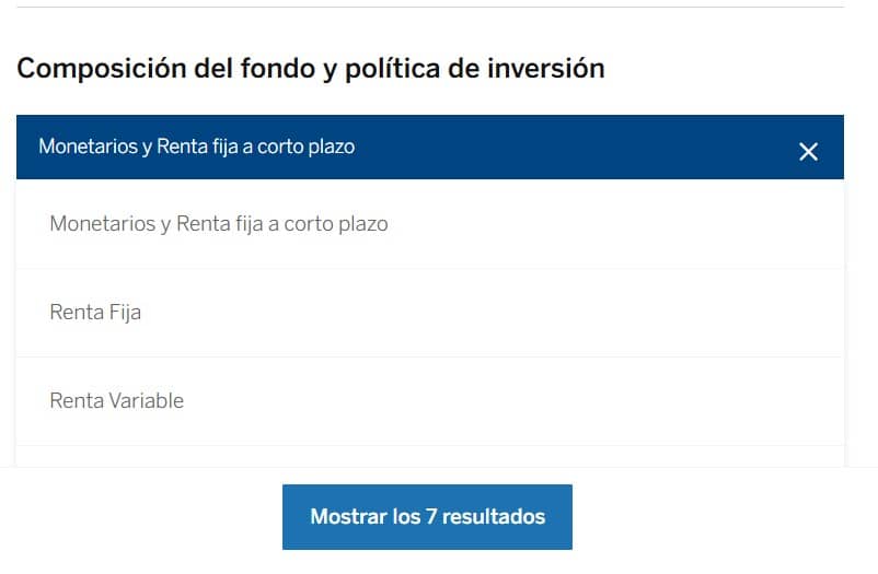 buscador-de-fondos-bbva-composicion-del-fondo | IFI - invertir en fondos Filtro de composición del fondo y política de inversión en el fondos de BBVA