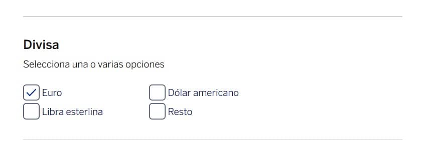 buscador-de-fondos-bbva-divisa | IFI - invertir en fondos Filtro de divisa en el buscador de fondos de BBVA AM