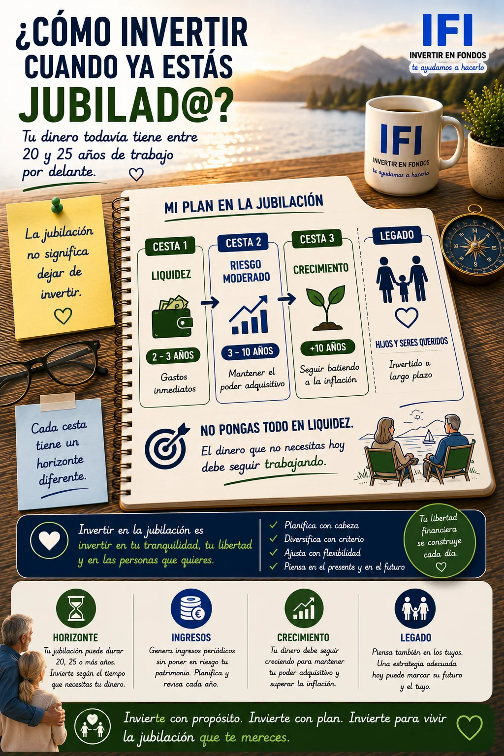 ¿Cómo debería invertir mi dinero después una vez jubilado?
