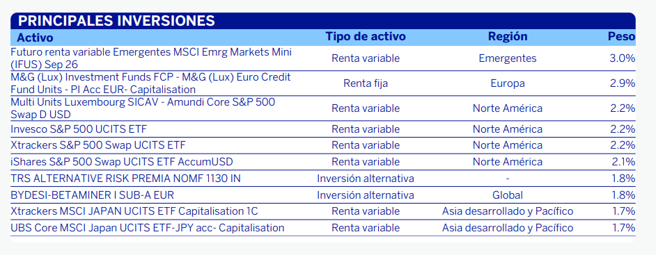 bbva-quality-inversion-moderada-principales-posiciones | IFI - invertir en fondos Principales inversiones de BBVA Quality Inversión Moderada | Fuente: BBVA AM