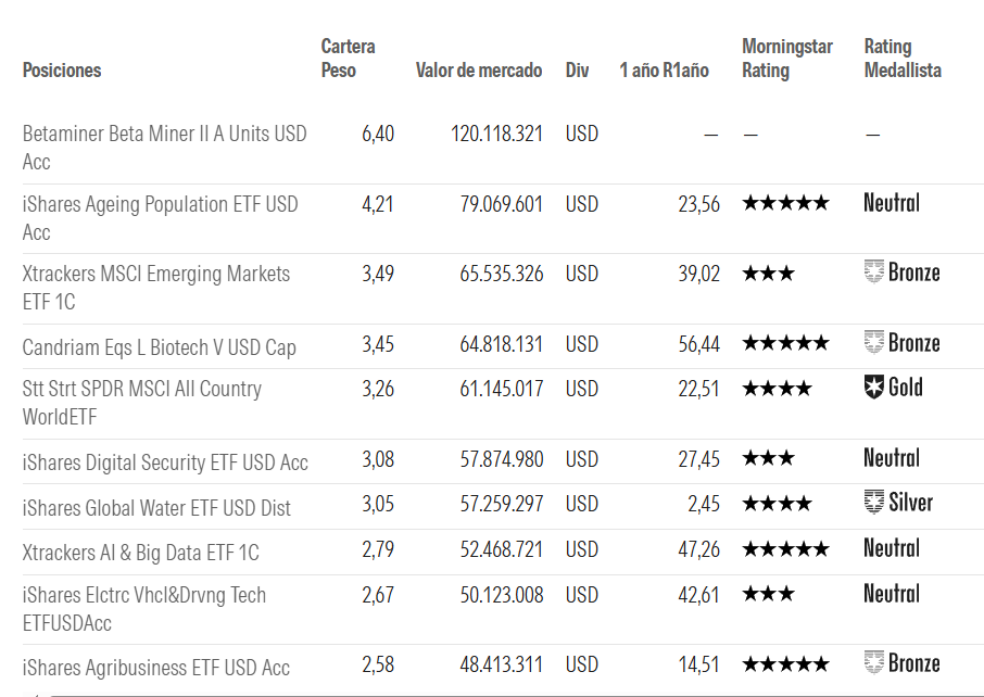 principales-posiciones-bbva-quality-mejores-ideas | IFI - invertir en fondos Principales posiciones de BBVA Quality Mejores Ideas | Fuente: Morningstar