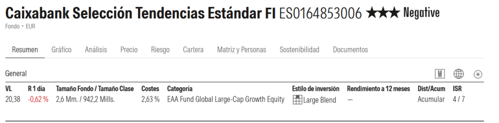 ficha-morningstar-caixabank-seleccion-tendencias | IFI - invertir en fondos Ficha en Mornignstar de Caixabank Selección Tendencias